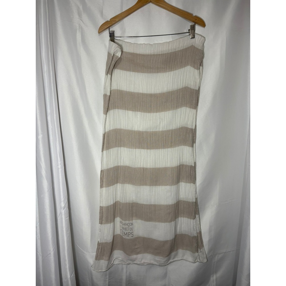 Kariban Beige White Striped Lightweight Cotton Scarf Besancon L'air Du Temps